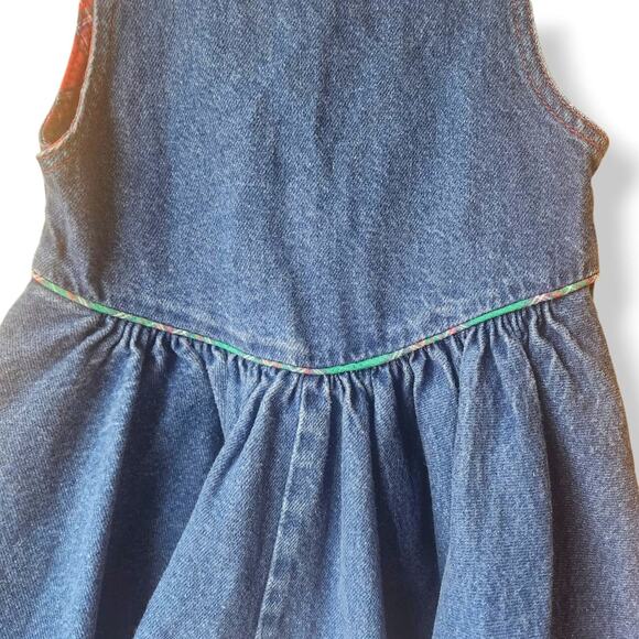 Vintage Oshkosh B'gosh Denim Dress Size 5 Made in USA Plaid Pink Label - Picture 5 of 7